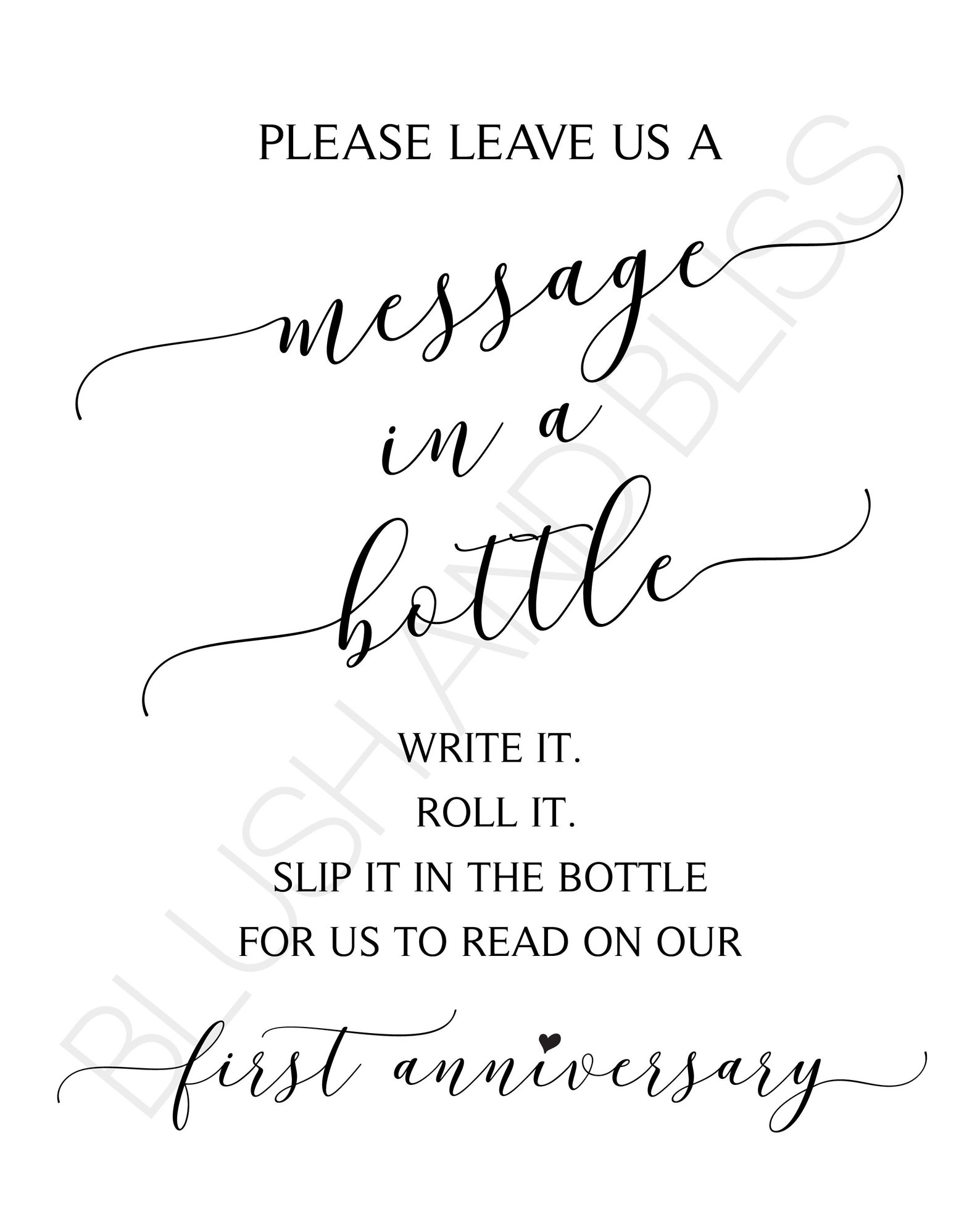 INSTANT DOWNLOAD Message in a Bottle Printable Sign Write Etsy