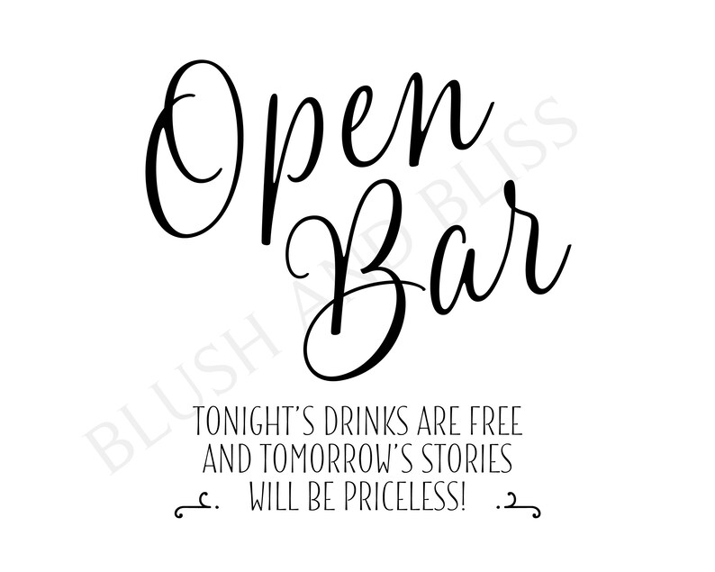 INSTANT DOWNLOAD Printable Open Bar Tonight's Drinks Are Etsy