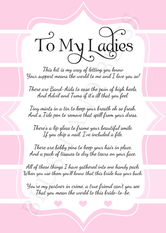 instant download bridesmaid survival