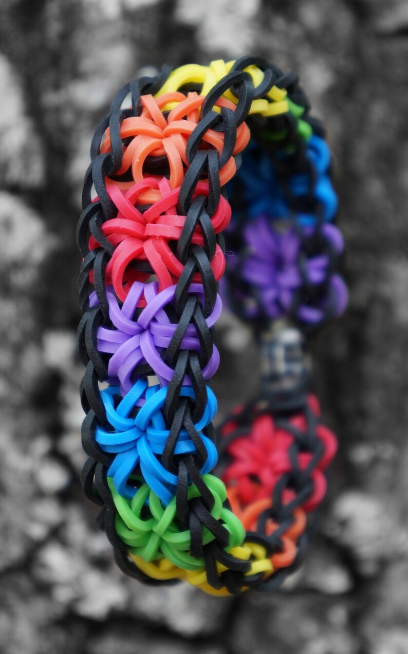 Starburst Rubber Band Simple Bracelet Rainbow Loom Rubberband Etsy