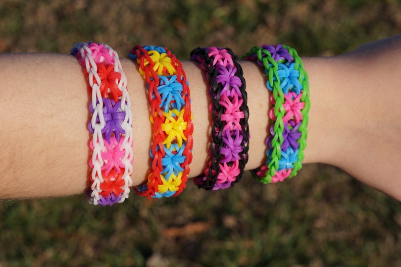 Starburst Rubber Band Simple Bracelet Rainbow Loom Rubberband Etsy