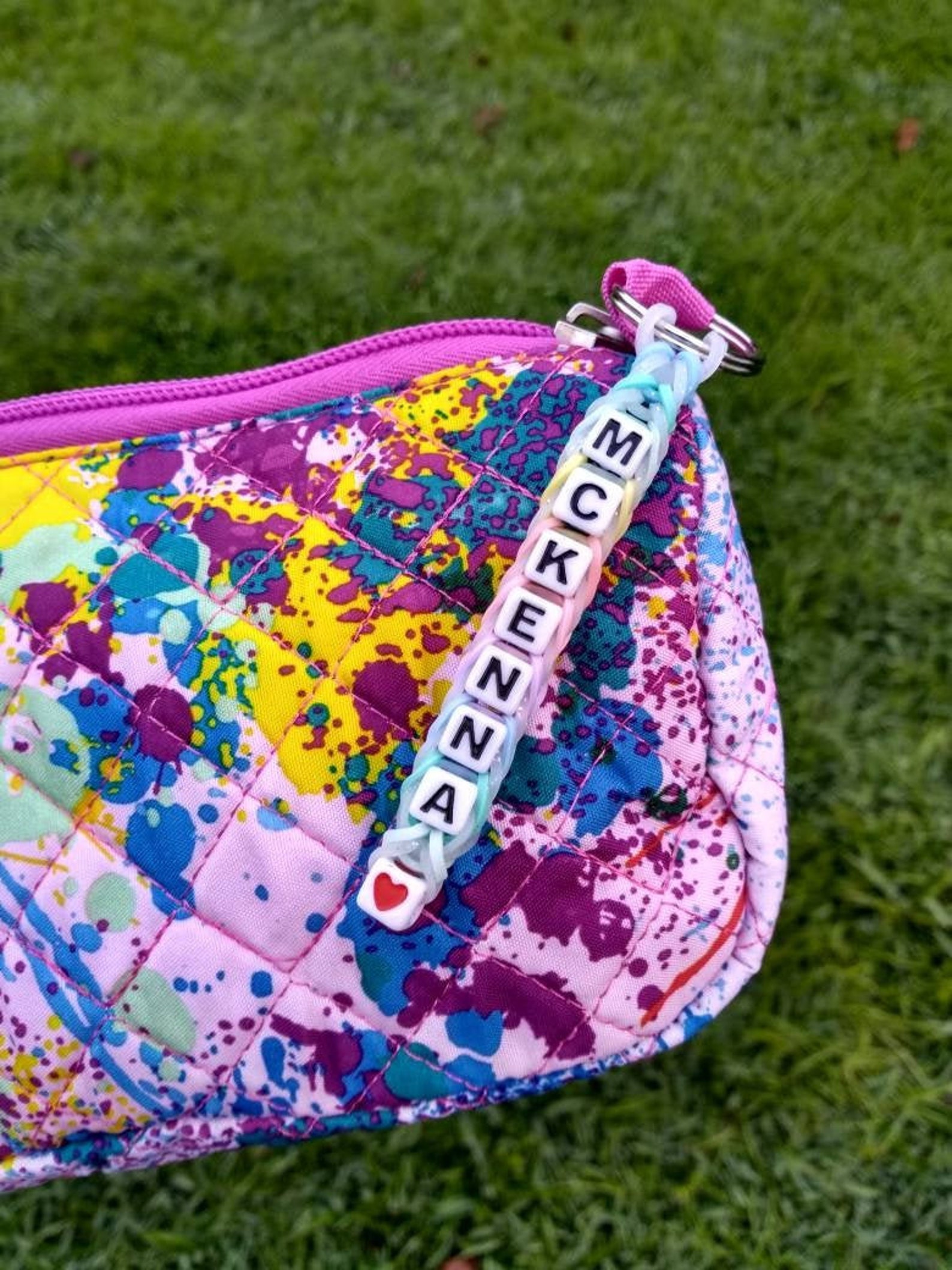 Personalized Rubber Band Key Chain Rainbow Loom Name Word Etsy UK