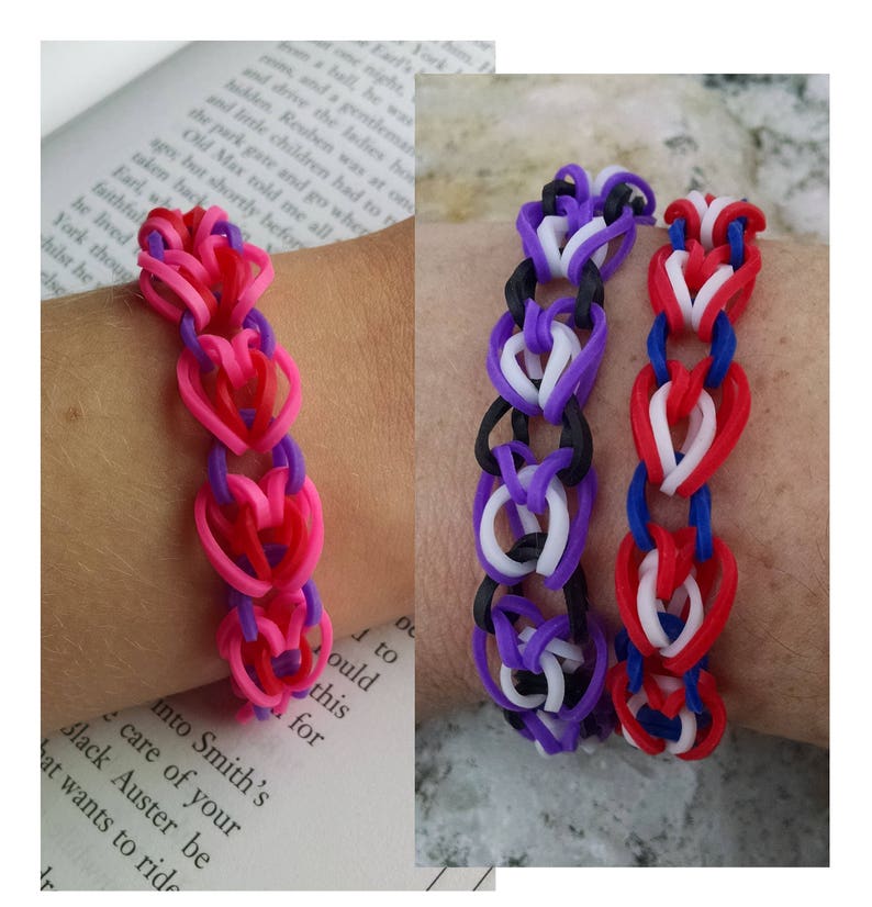Heart Link Bracelet Rainbow Loom Rubber Band Bracelet Simple Etsy
