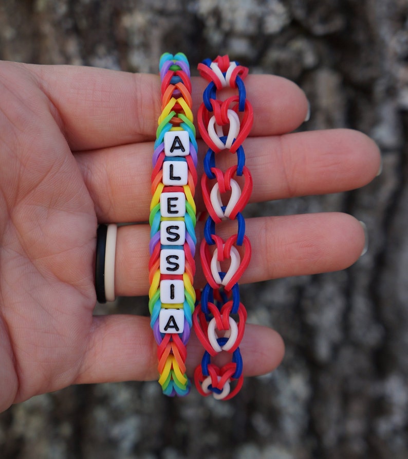 Heart Link Bracelet Rainbow Loom Rubber Band Bracelet Simple Etsy