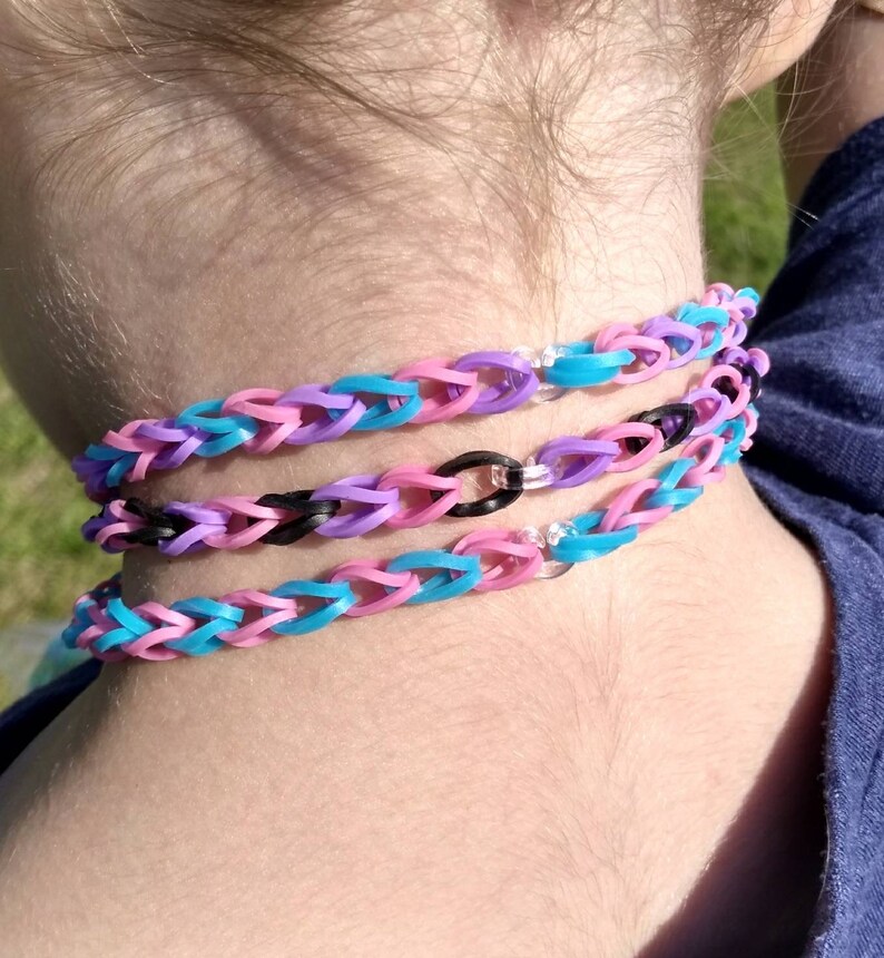 Necklace Choker Rainbow Loom Rubber Band Simple Jewelry Etsy