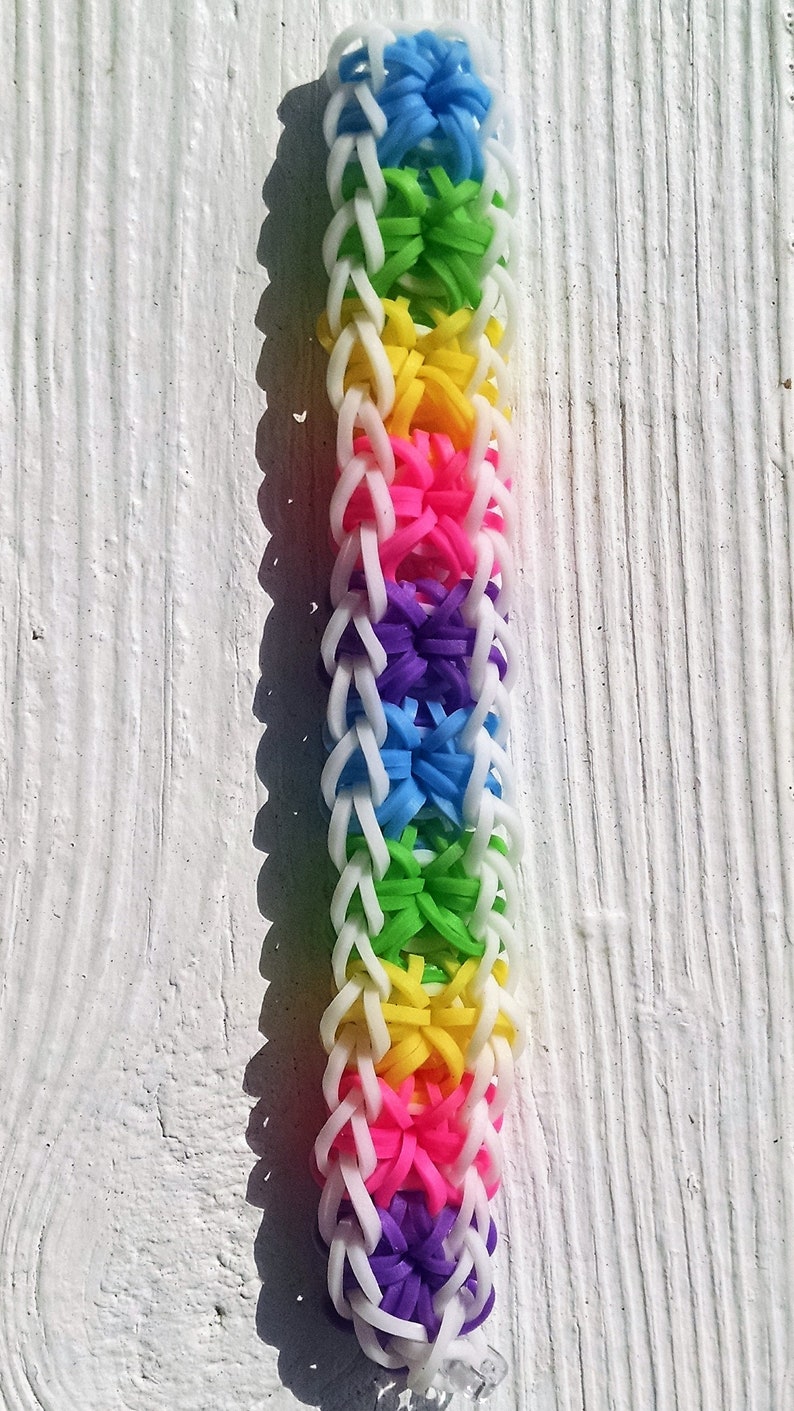 Starburst Rubber Band Simple Bracelet Rainbow Loom Rubberband Etsy