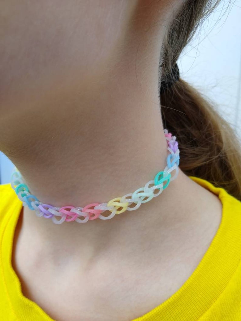 Necklace Choker Rainbow Loom Rubber Band Simple Jewelry Etsy