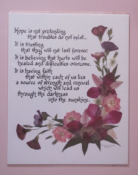 Hoffnung Glaube Und Strenth Ein Gedicht Um Trost Zu Etsy