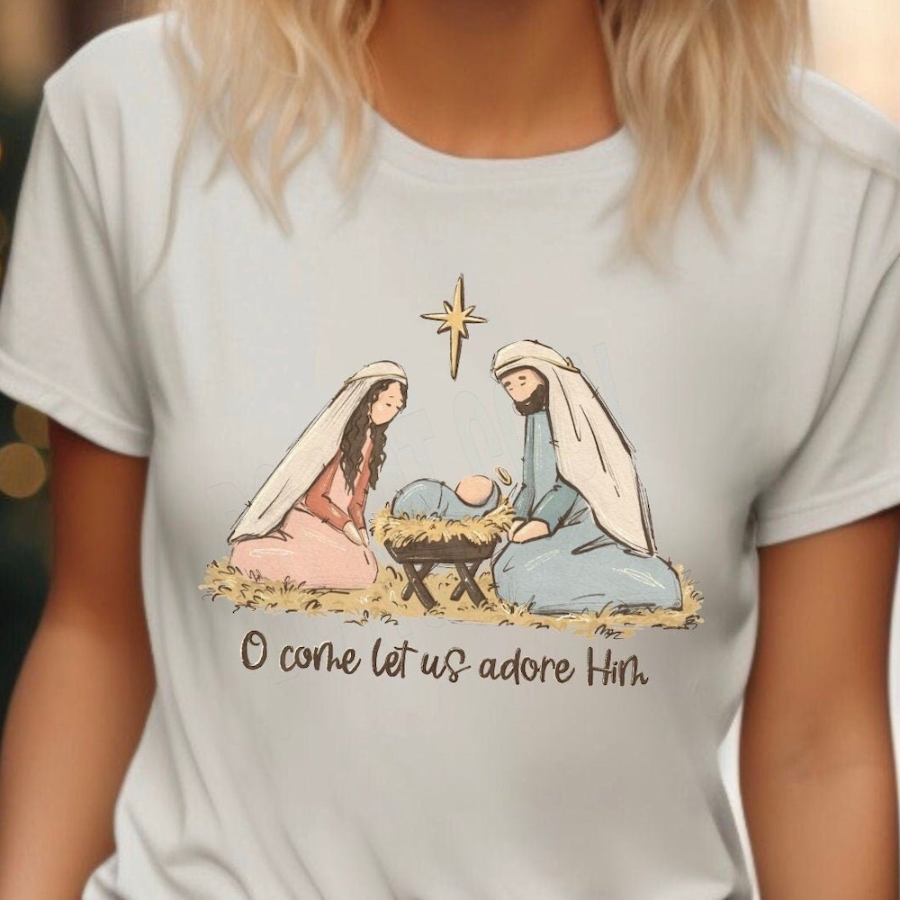 Nativity Christmas Shirts For Women, Christmas Onesie®, Christmas Shirts For Kids, Christmas Sweatshirt, Christmas Graphic Tees, #4750 Kittyband