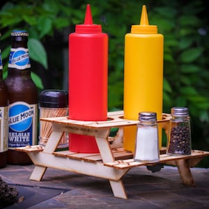 Beer Holder or Condiment Rack, A Mini Picnic Table 3D Kit. Useful Centerpiece And Hysterical Coaster For Your Summer Drink image 3