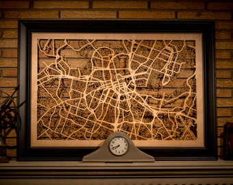 Wooden City Street Maps, Perfect Gift for Office, Home, or even AirBnb. Tech Geeks, Travel Lovers, History Buffs all Love this style of Art!