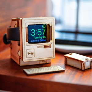 Vintage Computer Apple Watch Charger Stand. Add a Touch of Rad Retro Tech to Your Nightstand or Office Desk image 1