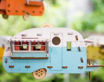 Vintage Camper Bird House or Scale model. 2 sizes you can build and use! Bring back the love of travel and camping with a miniature trailer!