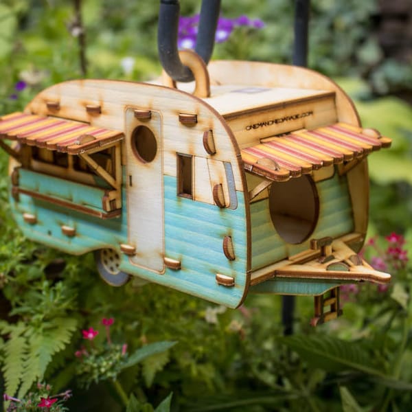 Vintage Camper Birdhouse Kit & Miniature Scale Model, DIY Build