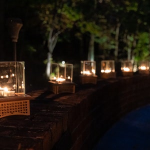 Tabletop Glass Fireplace, Unique Gift 2 sizes: Warm up your patio & heart with this lantern, add some light, and even roast S'mores, too image 10