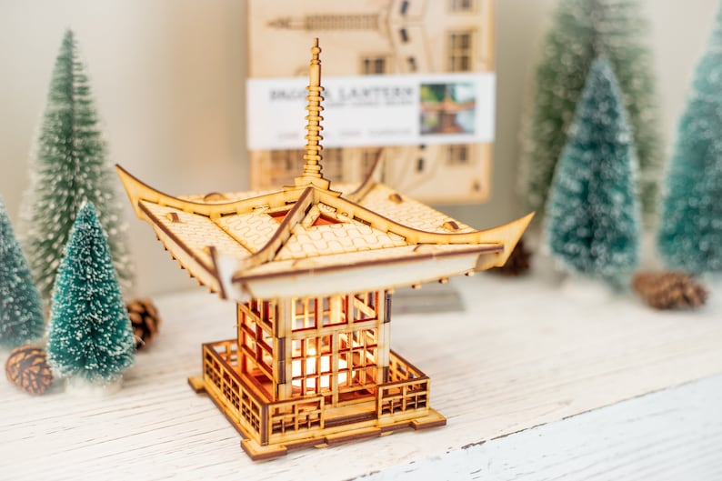 Japanese Pagoda Lantern A Mini 3D Kit LED Tea Light Candle Holder To Get Peace, Love, and Zen Back Into Your Busy Life zdjęcie 9