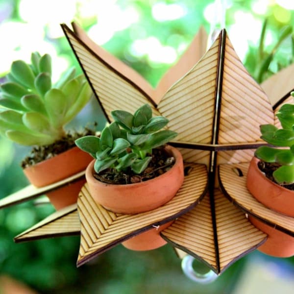 Flower Tower, Vertical Garden Hanging planter for succulents and herbs and anything else small. Stack tiers to save space on your patio!