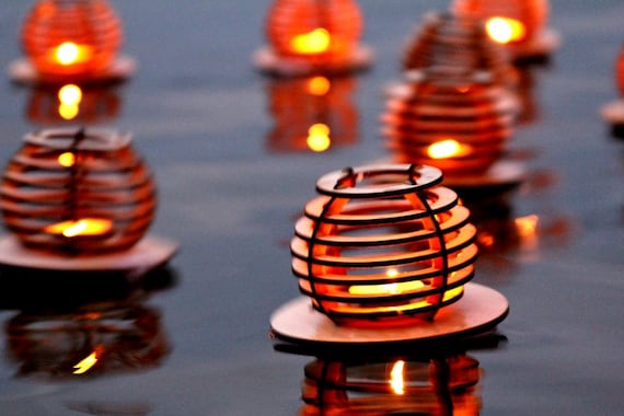 Candele con Acqua e Olio per Alimenti Set da 5 Pezzi Olio in Vetro Luci galleggianti Originali