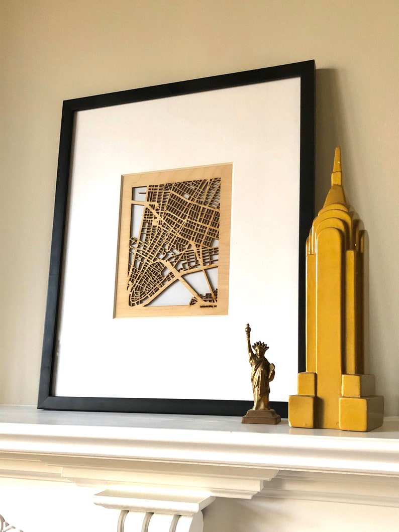 Your Custom Street Map Wooden Cutout of your favorite Town & Neighborhood. Map centered over your exact address, building, or intersection image 1