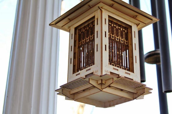 Bird Feeder Craftsman Prairie Style Wooden 3d Puzzle Kit And Etsy