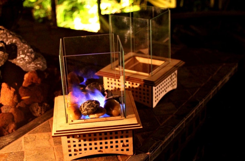 Tabletop Glass Fireplace, Unique Gift 2 sizes: Warm up your patio & heart with this lantern, add some light, and even roast S'mores, too immagine 9