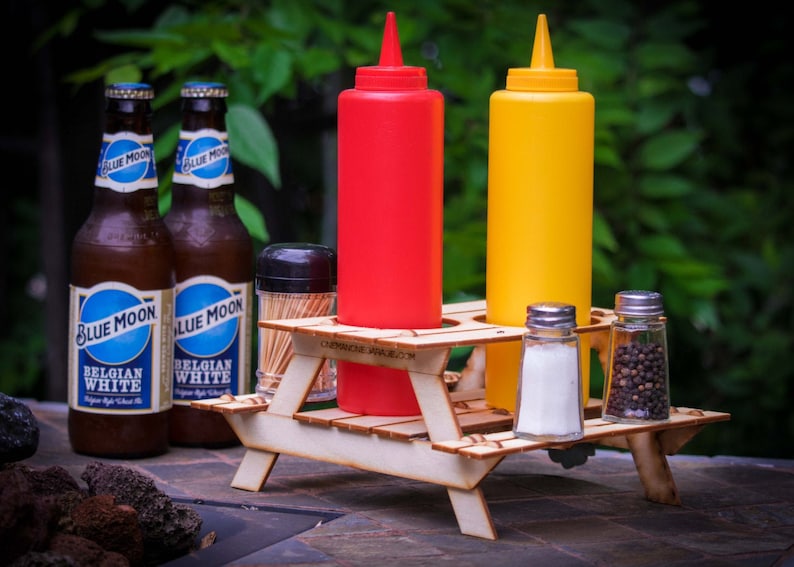 Beer Holder or Condiment Rack, A Mini Picnic Table 3D Kit. Useful Centerpiece And Hysterical Coaster For Your Summer Drink image 3