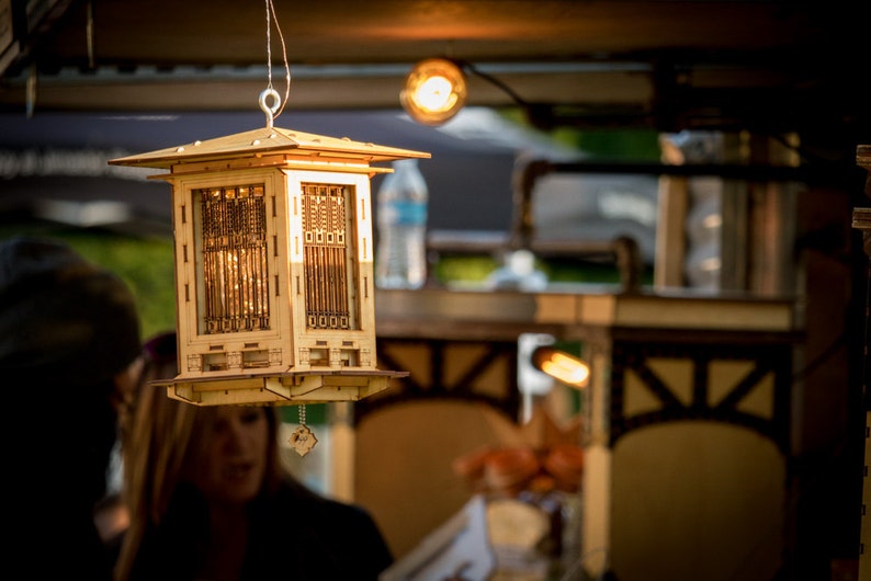 Craftsman Prairie Style Bird feeder & Wright Lantern. Wooden 3D puzzle kits. DIY model you build Mason Jar w/ Seed Not Included. image 7