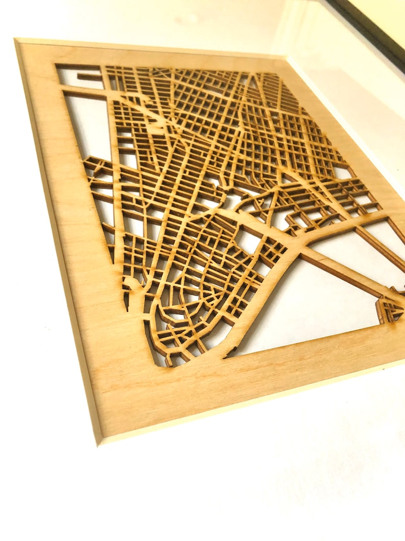 Your Custom Street Map Wooden Cutout of your favorite Town & Neighborhood. Map centered over your exact address, building, or intersection image 3