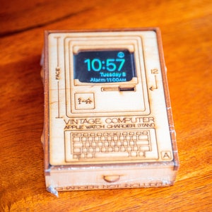 Vintage Computer Apple Watch Charger Stand. Add a Touch of Rad Retro Tech to Your Nightstand or Office Desk image 4