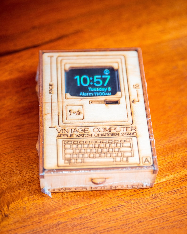 Vintage Computer Apple Watch Charger Stand. Add a Touch of Rad Retro Tech to Your Nightstand or Office Desk image 4