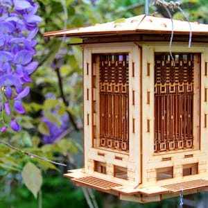 Craftsman Prairie Style Bird feeder & Wright Lantern. Wooden 3D puzzle kits. DIY model you build Mason Jar w/ Seed Not Included. image 3