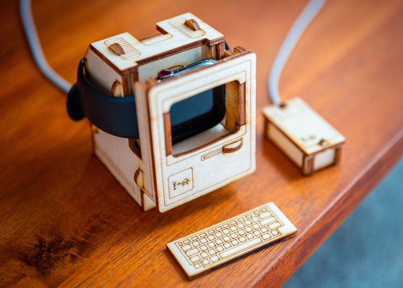 Vintage Computer Apple Watch Charger Stand. Add a Touch of Rad Retro Tech to Your Nightstand or Office Desk image 5