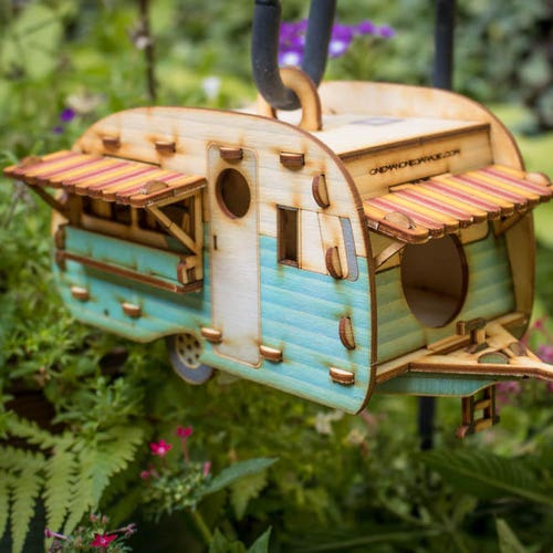 Vintage Camper Birdhouse Kit & Miniature Scale Model, DIY Build