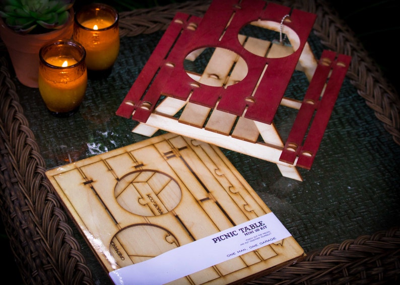 Beer Holder or Condiment Rack, A Mini Picnic Table 3D Kit. Useful Centerpiece And Hysterical Coaster For Your Summer Drink image 2