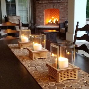 Tabletop Glass Fireplace, Unique Gift 2 sizes: Warm up your patio & heart with this lantern, add some light, and even roast S'mores, too immagine 8