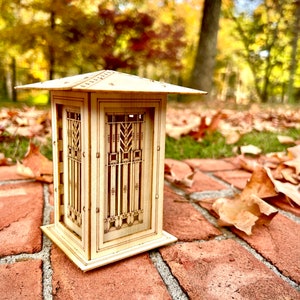 Craftsman Prairie Style Bird feeder & Wright Lantern. Wooden 3D puzzle kits. DIY model you build Mason Jar w/ Seed Not Included. Lantern - Mini