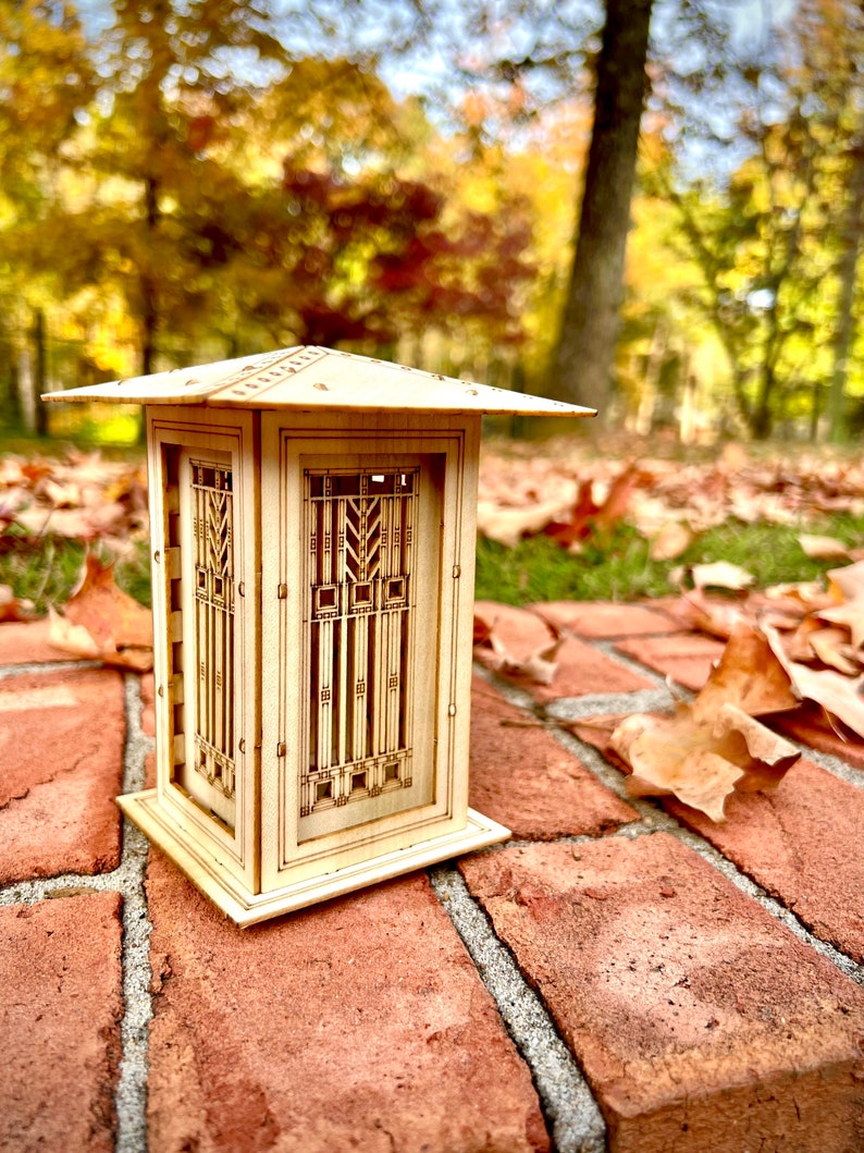 Craftsman Prairie Style Bird feeder & Wright Lantern. Wooden 3D puzzle kits. DIY model you build Mason Jar w/ Seed Not Included. Lantern - Mini