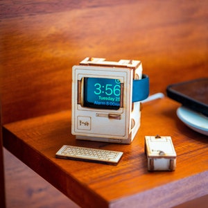 Vintage Computer Apple Watch Charger Stand. Add a Touch of Rad Retro Tech to Your Nightstand or Office Desk image 3