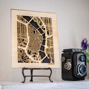 Your Custom Street Map Wooden Cutout of your favorite Town & Neighborhood. Map centered over your exact address, building, or intersection image 2