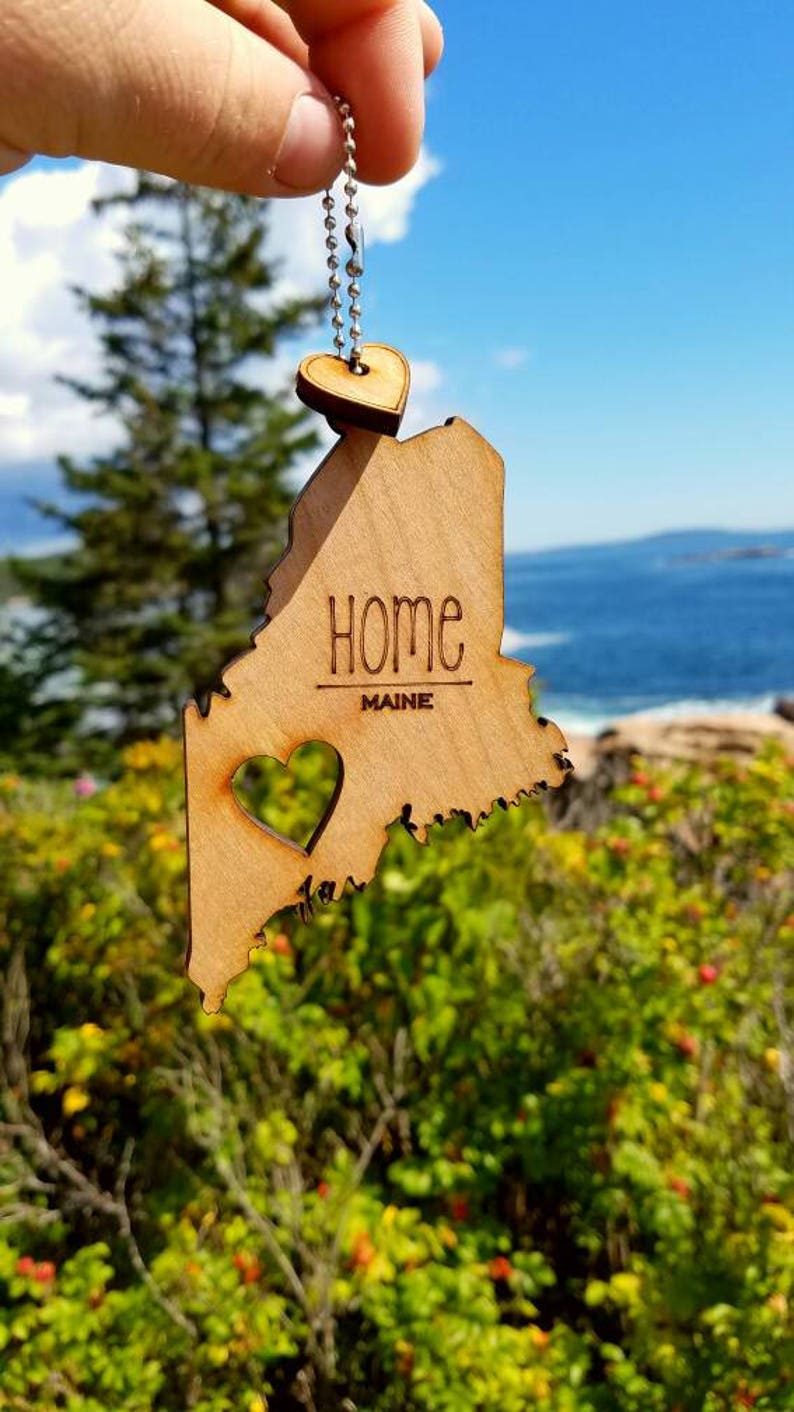 All US State Ornaments. Heart & Home. Show love for the place that stole your heart with these Ornaments, Keychains, and tokens of love Maine