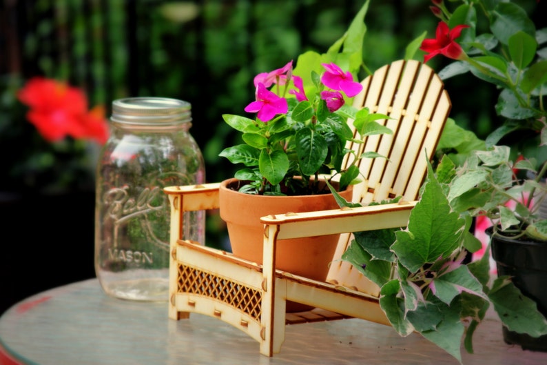 Adirondack Chair. Outdoor Planter, Drink Holder, Beach Buddy, Table Centerpiece, Party Decorations, etc. DIY wood kit you snap together.