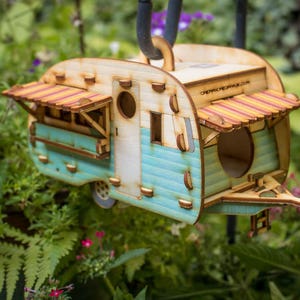 Vintage Camper Bird House or Scale model. 2 sizes you can build and use Bring back the love of travel and camping with a miniature trailer image 2