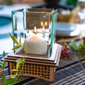 Tabletop Glass Fireplace, Unique Gift 2 sizes: Warm up your patio & heart with this lantern, add some light, and even roast S'mores, too image 6