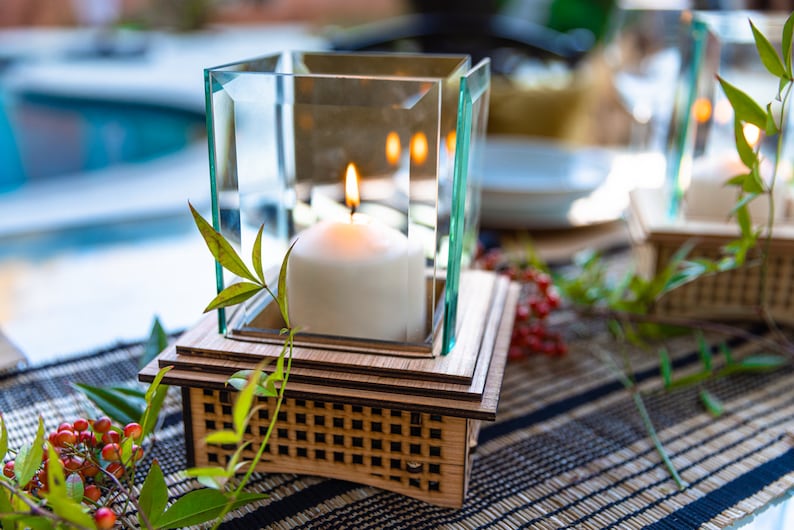 Tabletop Glass Fireplace, Unique Gift 2 sizes: Warm up your patio & heart with this lantern, add some light, and even roast S'mores, too Deluxe Box - Beveled