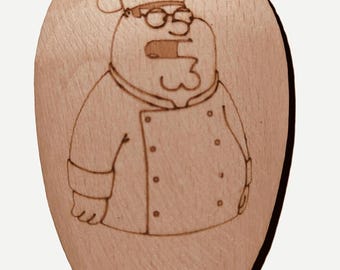 Family Guy Inspired Peter Griffin Chef Gift Novelty Wooding Baking Spoon Birthday Present Wood Cooking Fan Baker Present UK
