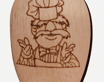 Muppets Swedish Chef Inspired Wooden Baking Spoon Gift Muppet Bork Wood Cooking Fan Baker Present UK