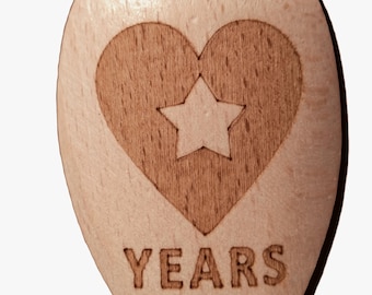 5th Anniversary Wood Gift Wooden Baking Spoon Married Five 5 Years Love Heart Present Kitchen Cooking Wood Baker