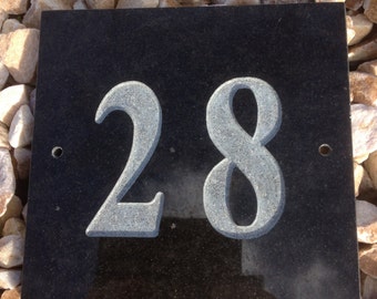 Black Natural GRANITE HOUSE Door NUMBER 6" x 6" Oval or Square Any Address Number Deeply Engraved Sign Plaque Free Fixings Supplied
