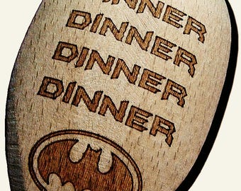 Batman Inspired Dinner Wooden Baking Spoon Novelty Cooking Present Wood Birthday Gift Fan UK