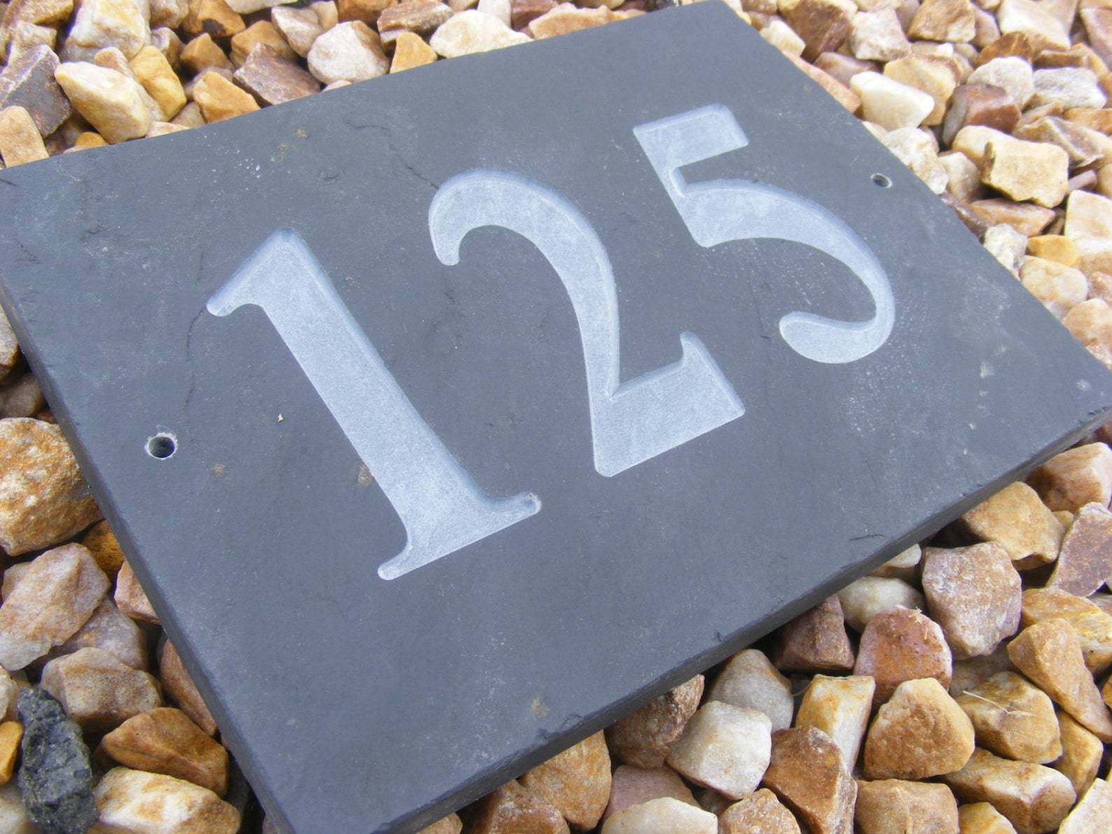 Grey Natural SLATE HOUSE Door NUMBER 6 X 6 Oval or Square Any Address